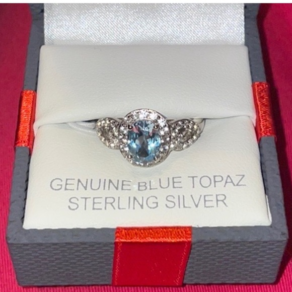 Jewelry - 🎁 💍 NEW IN BOX! GENUINE BLUE TOPAZ STERLING SILVER RING Size 7